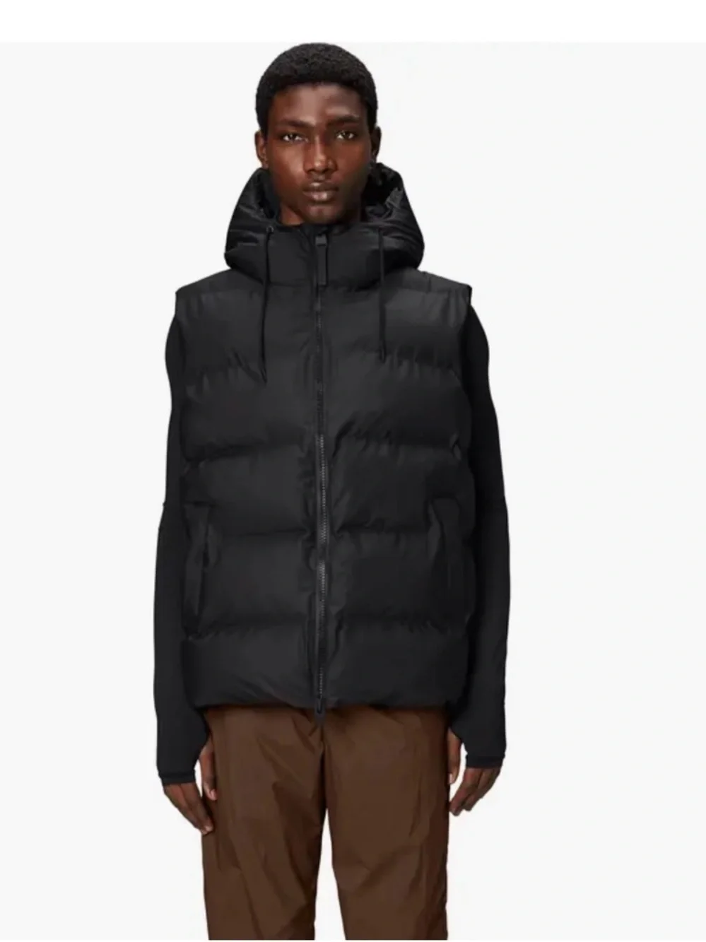 Rain unisex Black Puffer Vest with Hood - Casual Insulated Jacket